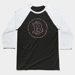 Bitcoin Crypto Digital Glitch Baseball T-Shirt